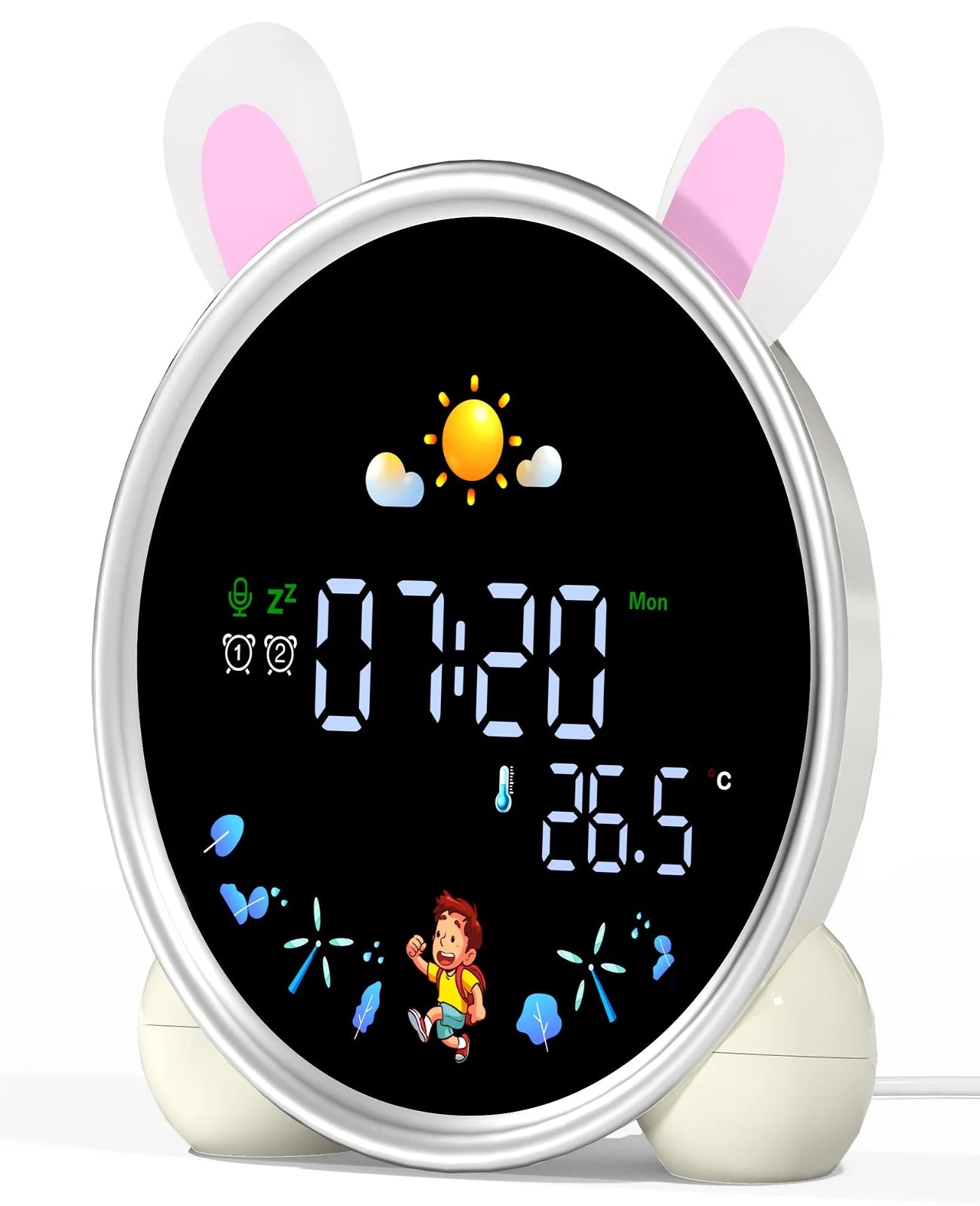 Alarm Clock for Kids, Ok to Wake Clock with Sleep Training, Rabbit Digital Alarm Clock with Night Light