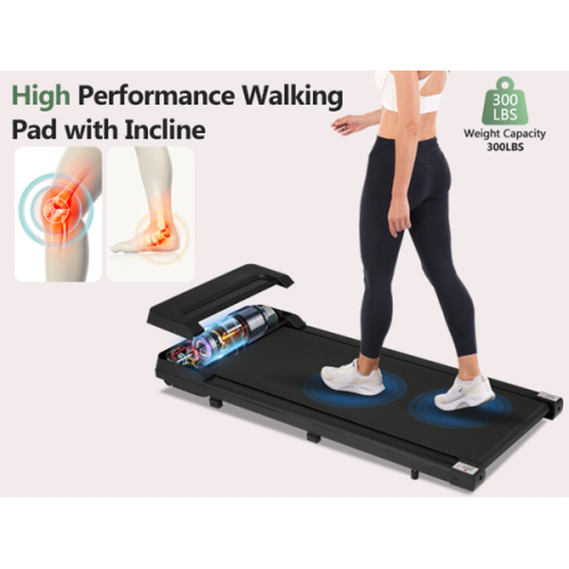 Walking Pad under Desk Treadmill for Home Office -2.5HP Walking Treadmill 0.6-4MPH 300LBS Capacity Treadmill for Walking Running Remote Control Batteries