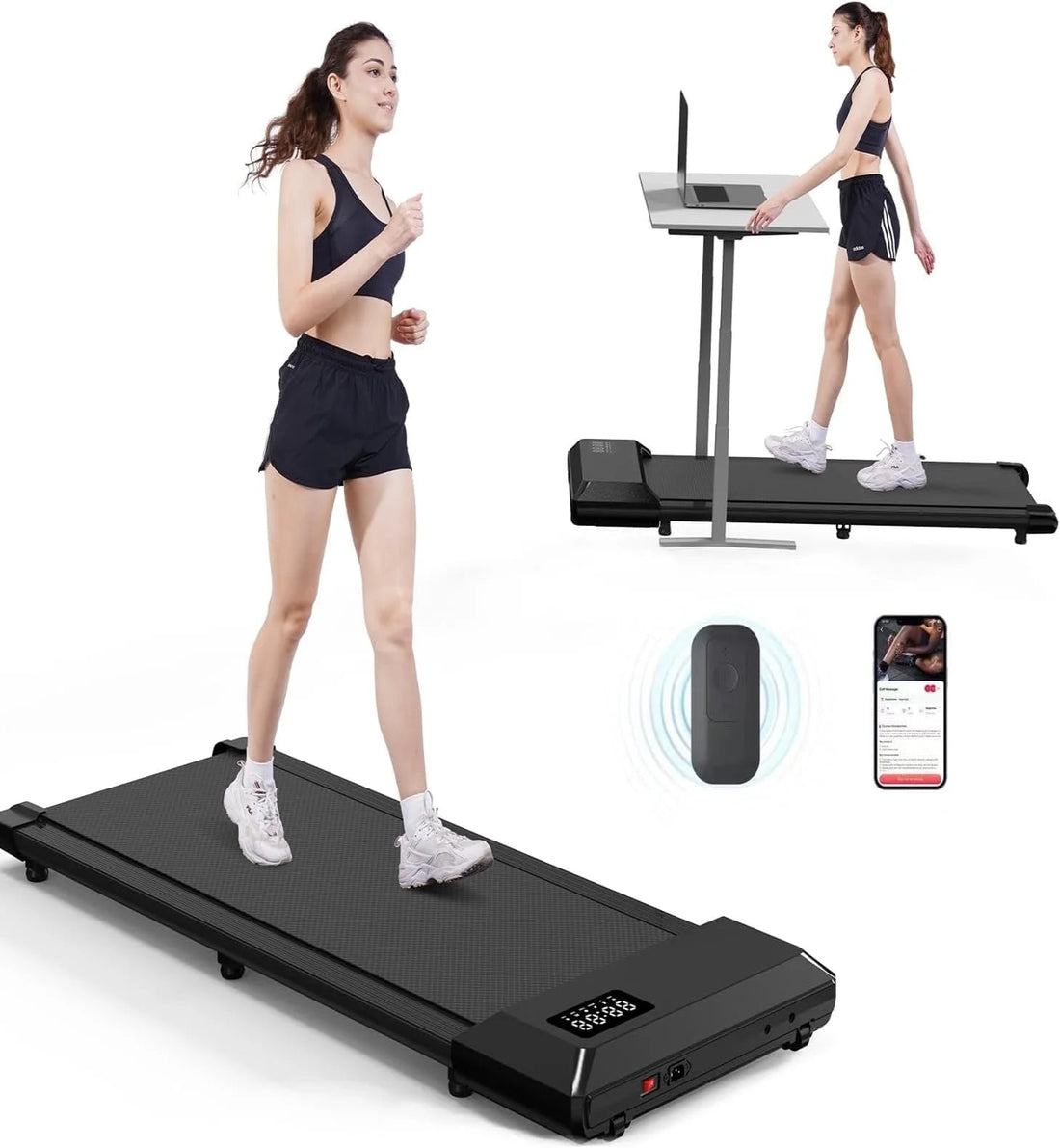 300Lb Walking Pad, 0.6-3.8 Mph Speed Range 2.5HP Quite under Desk Treadmill, 2 in 1 Treadmill for Home/Office Exercise with Remote Control, Portable Treadmill with LED Display(Black)