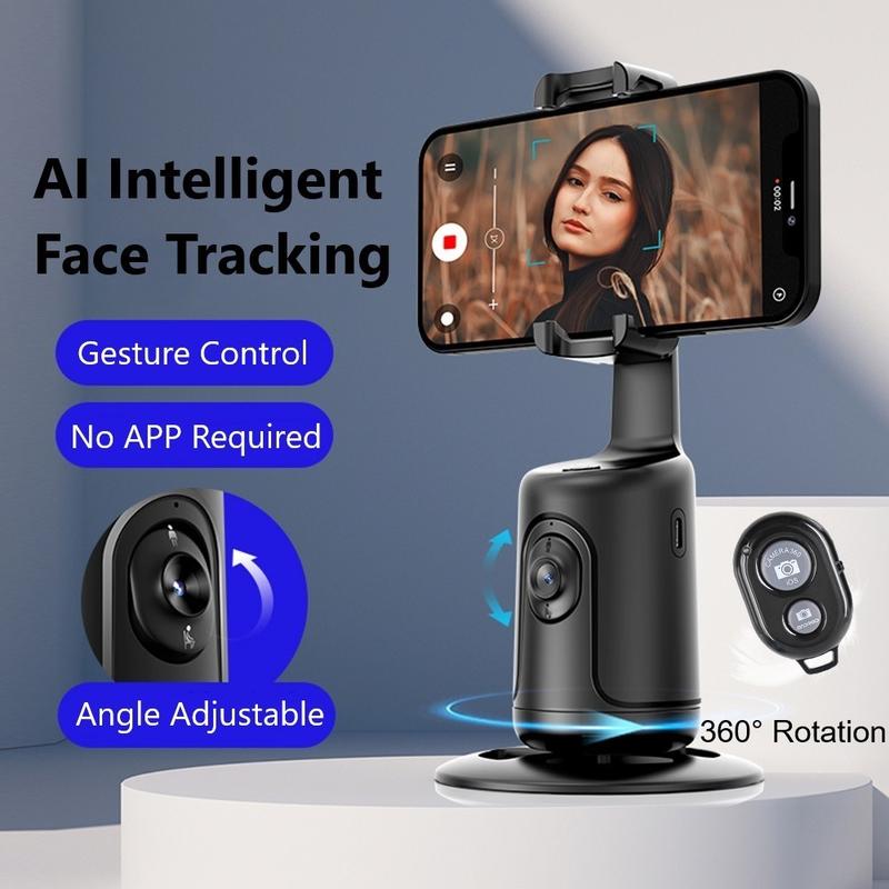 360° Auto Face Body Tracking Phone Holder Smart Shooting Stand Tripod with Remote , No App Required , USB Rechargeable , for Iphone Samsung, for Video Live Vlog Stream , Valentine'S Day Gift Accessories Selfie