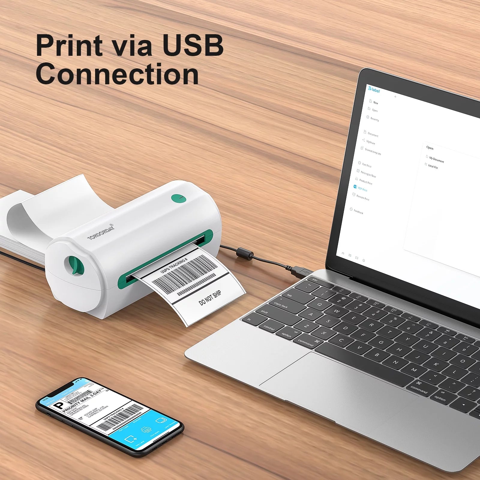 Bluetooth Thermal Shipping Label Printer, 4''X6'' Bluetooth Label Printer for Shipping Packages