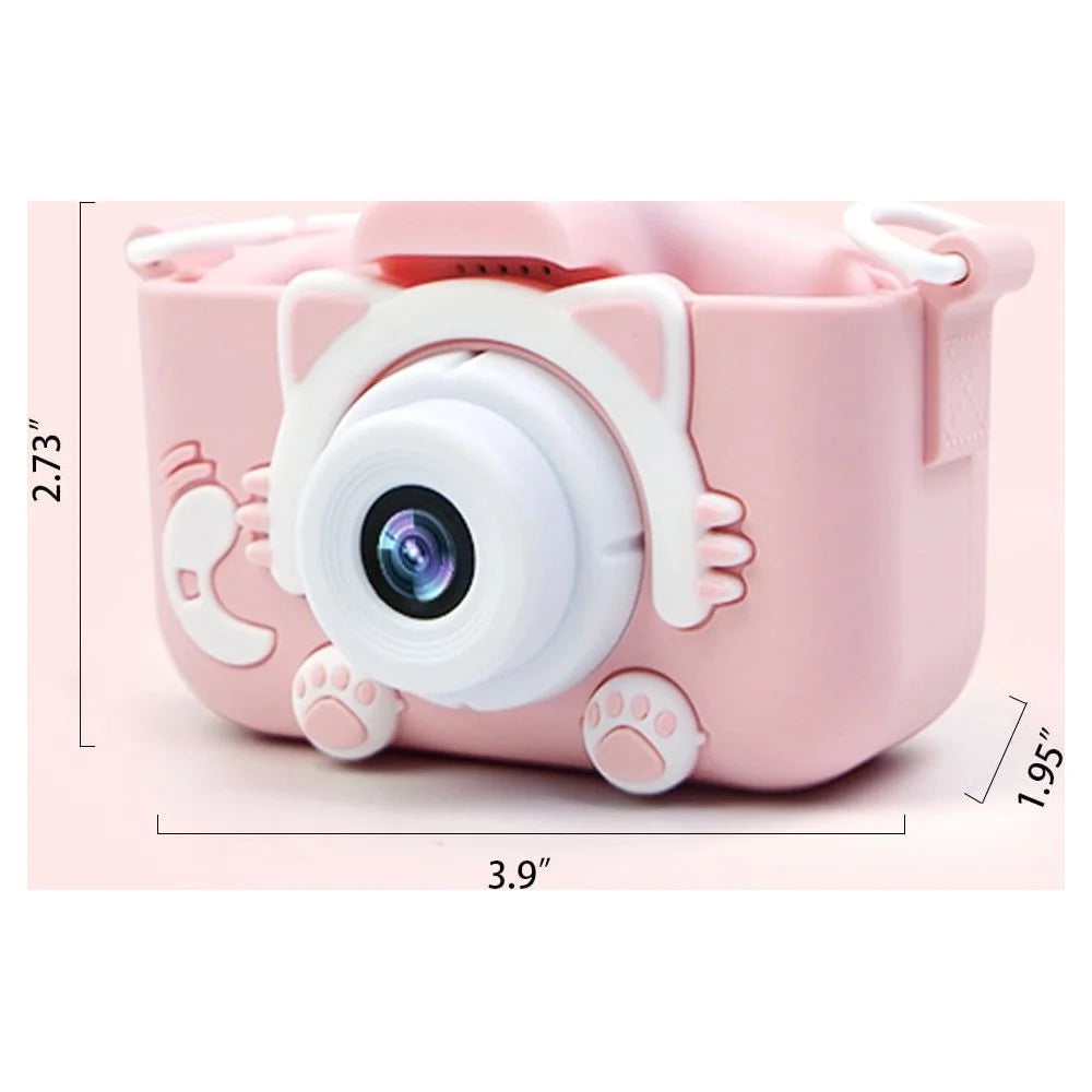 Kids Camera, Digital Camera with 1080P Video, Chritmas Birthday Festival Gifts Selfie Camera for Kids Toddler with 32GB Memory Card, Pink Color