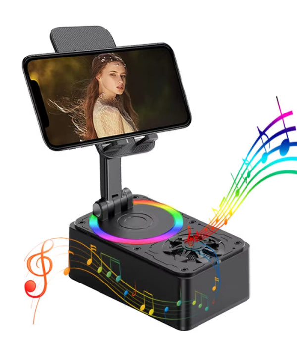 Phone Holder Stand with Bluetooth Speaker Adjustable Desktop Live Tablet Bracket Support Portable Wireless Hands-Free