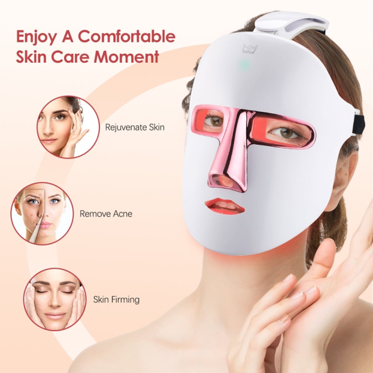 LED Face Mask - 7 Color Light Therapy for Facial Skin Care, Scars & Wrinkle Reduction, Improves Acne Conditions and Overall Skin Care