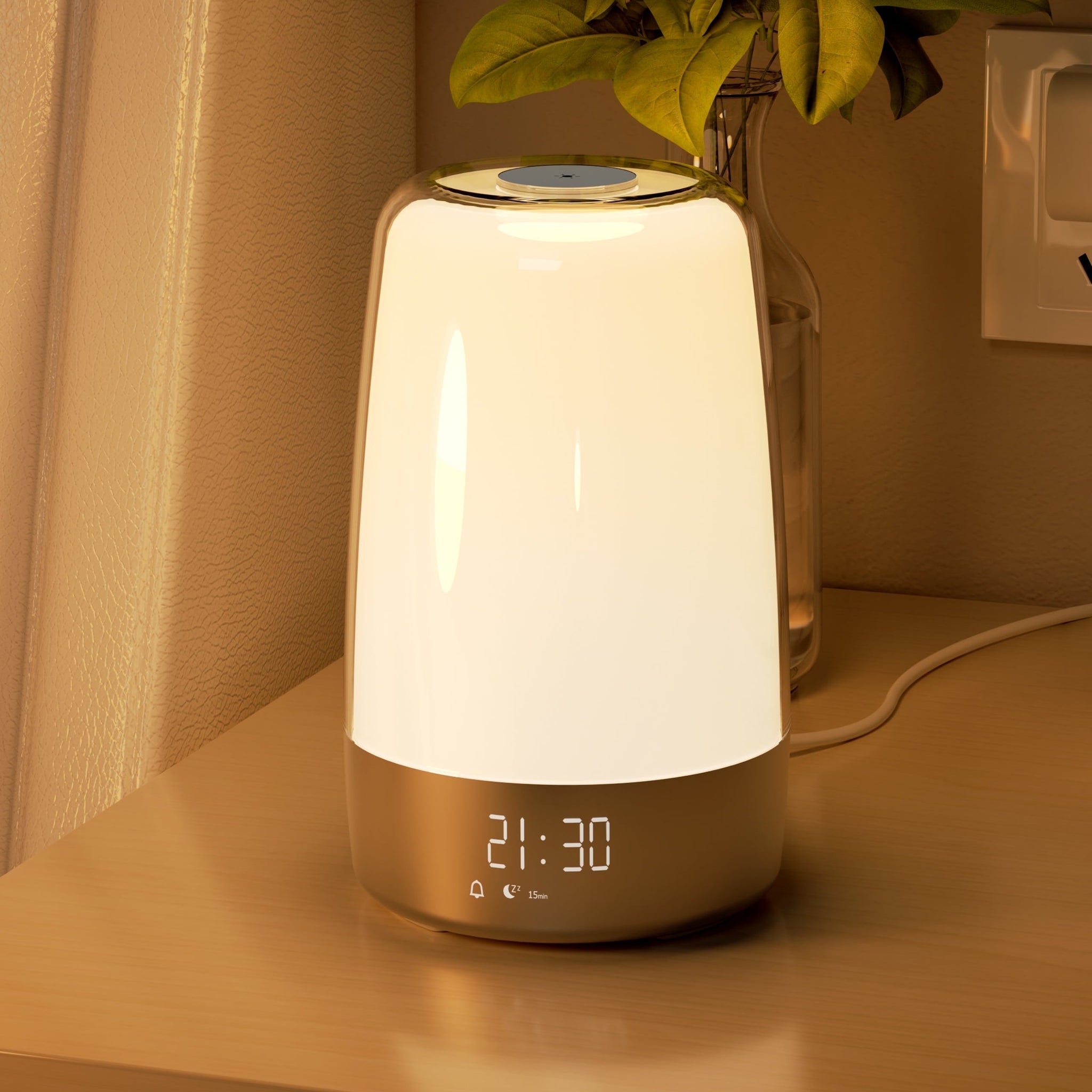 Sunrise Alarm Clock, Wake up Light Alarm Clock, 3 Ways Dimmable Modern Small Digital RGB Bedside Lamp for Heavy Sleeper