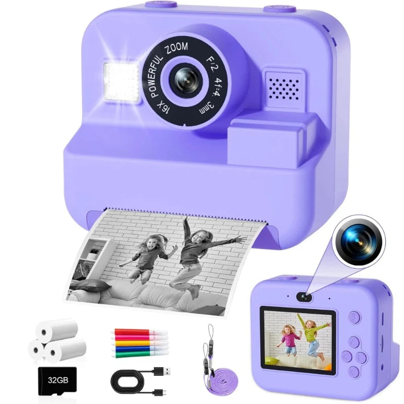 Kids Camera Digital Children Camera with Instant Print Video Recording: 32G Memory Card optional: Thermal Printing for Kids Learning & Development