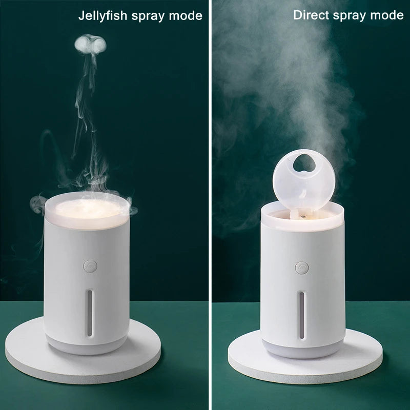 Jellyfish Smoke Rings Ultrasonic Air Humidifier USB Portable Aromatherapy Essential Oil Diffuser with Warm Lamp Aroma Diffuser