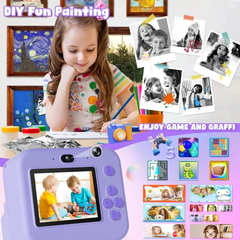 Kids Camera Digital Children Camera with Instant Print Video Recording: 32G Memory Card optional: Thermal Printing for Kids Learning & Development