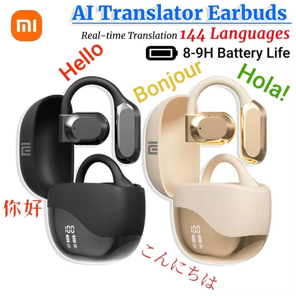 Intelligent Translator Earphones with Smart AI Technology, Bluetooth Compatible Version 5.4, Noise Reduction Capability, Long Battery Life (Up to 6 hours)