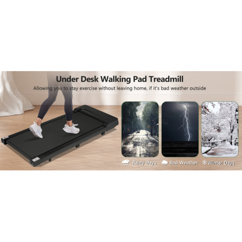 Walking Pad under Desk Treadmill for Home Office -2.5HP Walking Treadmill 0.6-4MPH 300LBS Capacity Treadmill for Walking Running Remote Control Batteries