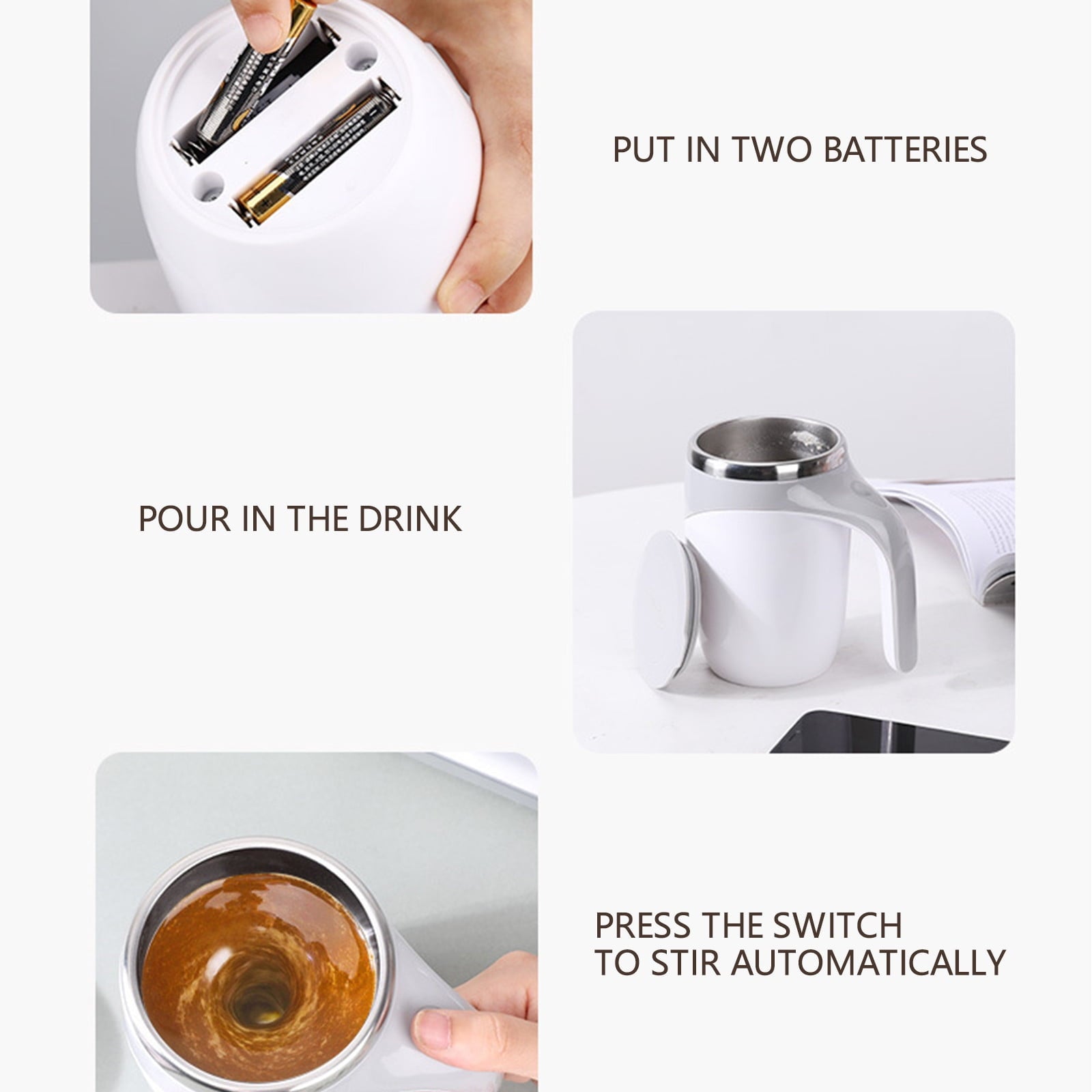 Electric Mixing Cup,Automatic Magnetic Stirring Coffee Mug, Rotating Home Office Travel Mixing Cup