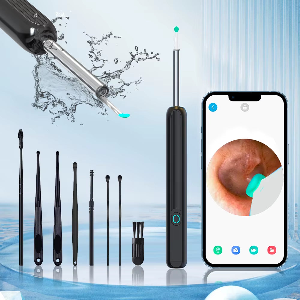 Earwax Removal Tool, Easy Installation and Usage, High Precision Ear Cleaner with HD Camera, LED Light Otoscope with 8 Pcs Ear Set Endoscope, Androids/iPhones Compatibility